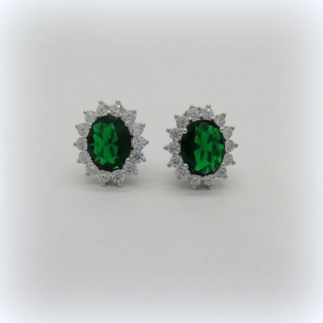 Orecchini contorno pietra verde in argento 925