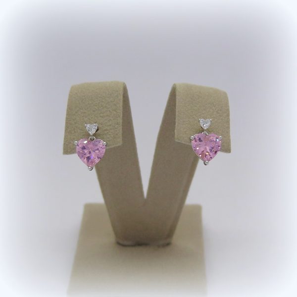 Orecchini cuore rosa in argento 925