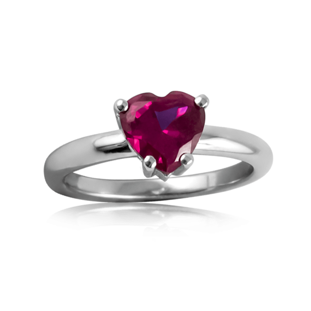 Anello solitario cuore rosso in argento 925 made in Italy