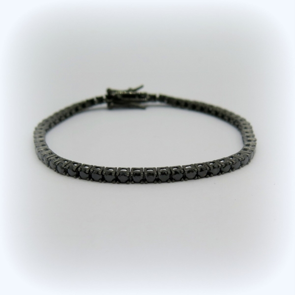 Bracciale tennis nero in argento brunito