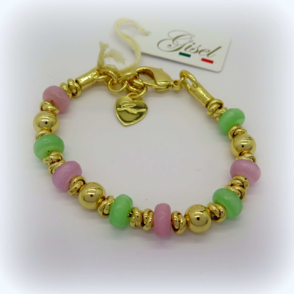 Bracciale dorato cristalli colore