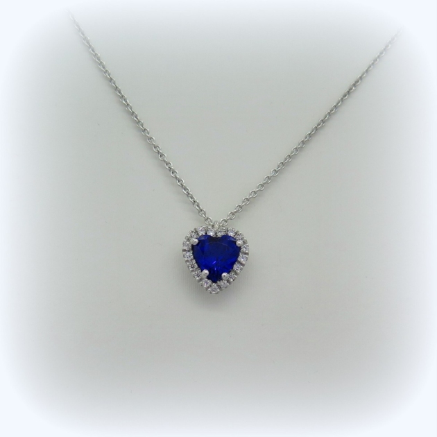 Collana ciondolo cuore blu argento 925