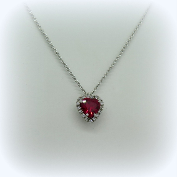 Collana ciondolo cuore rosso argento 925