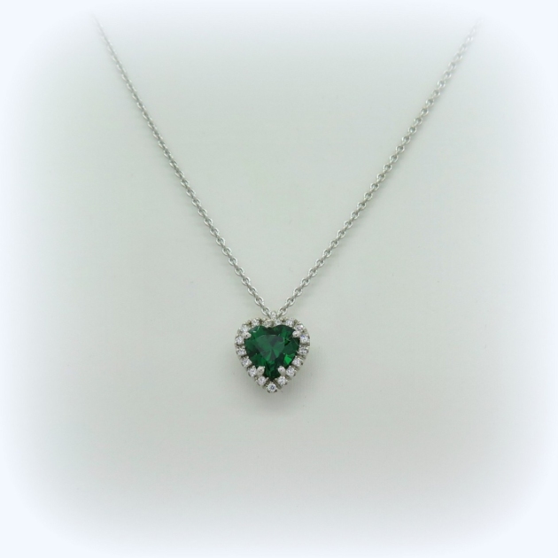 Collana ciondolo cuore verde argento 925