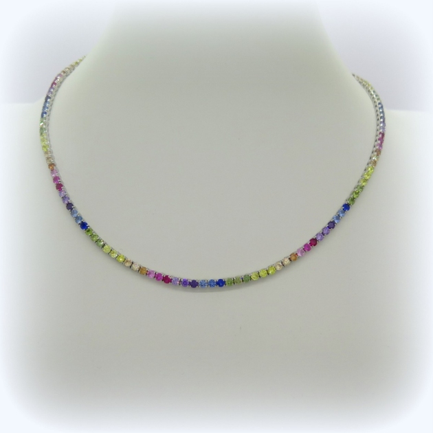 Collana rainbow tennis in argento 925