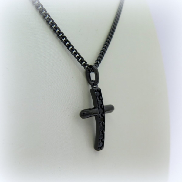 Collana uomo croce nera argento 925 black