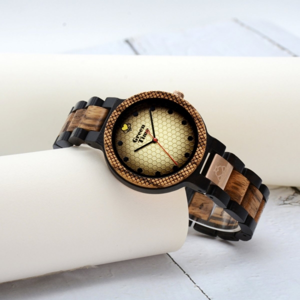 Orologio in legno api quadrante miele