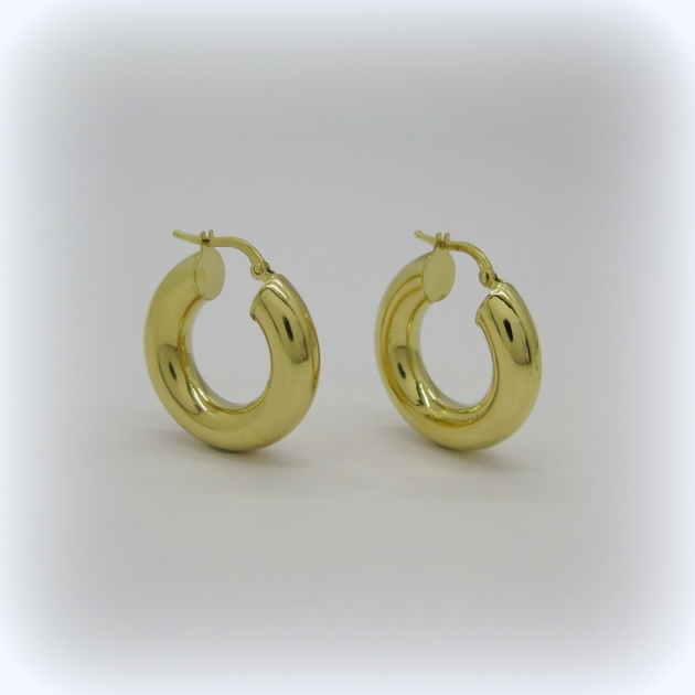 Orecchini cerchio spesso in oro giallo 18 ct