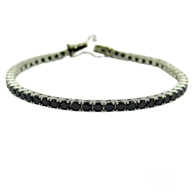 Bracciale tennis pietre nere argento 925 rodio