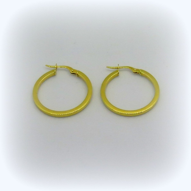 Orecchini cerchi sezione quadrata in oro giallo 18 ct