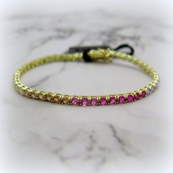 Bracciale tennis pietre arcobaleno in argento 925