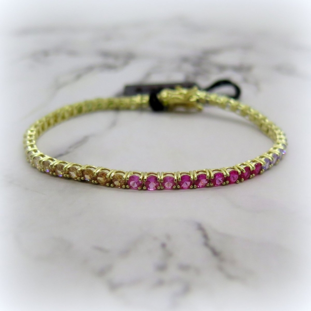 Bracciale tennis pietre arcobaleno in argento 925