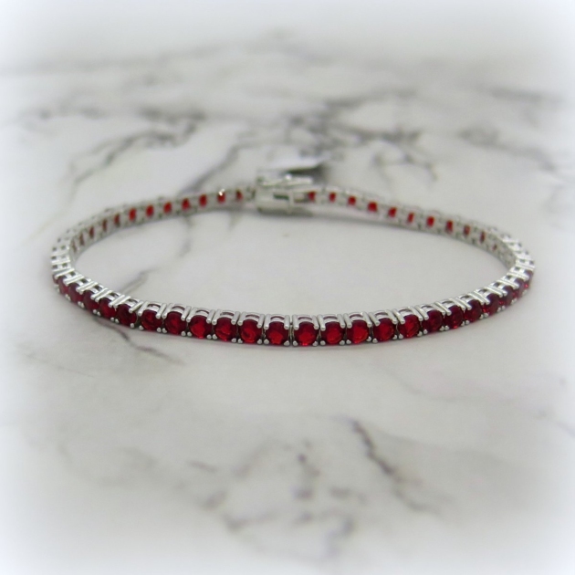 Bracciale tennis pietre rosse in argento 925