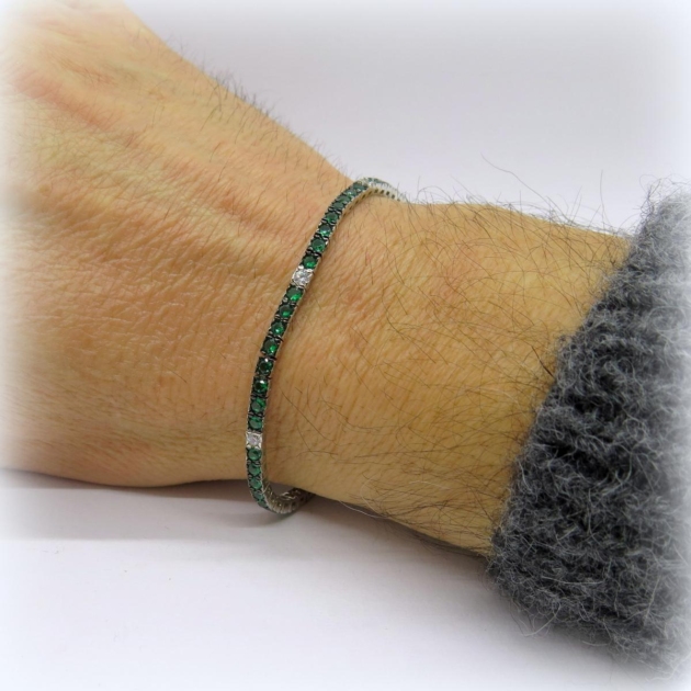 Bracciale tennis verde in argento 925