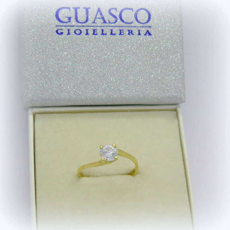 Anello solitario Valentino in oro giallo 18 ct centro zircone