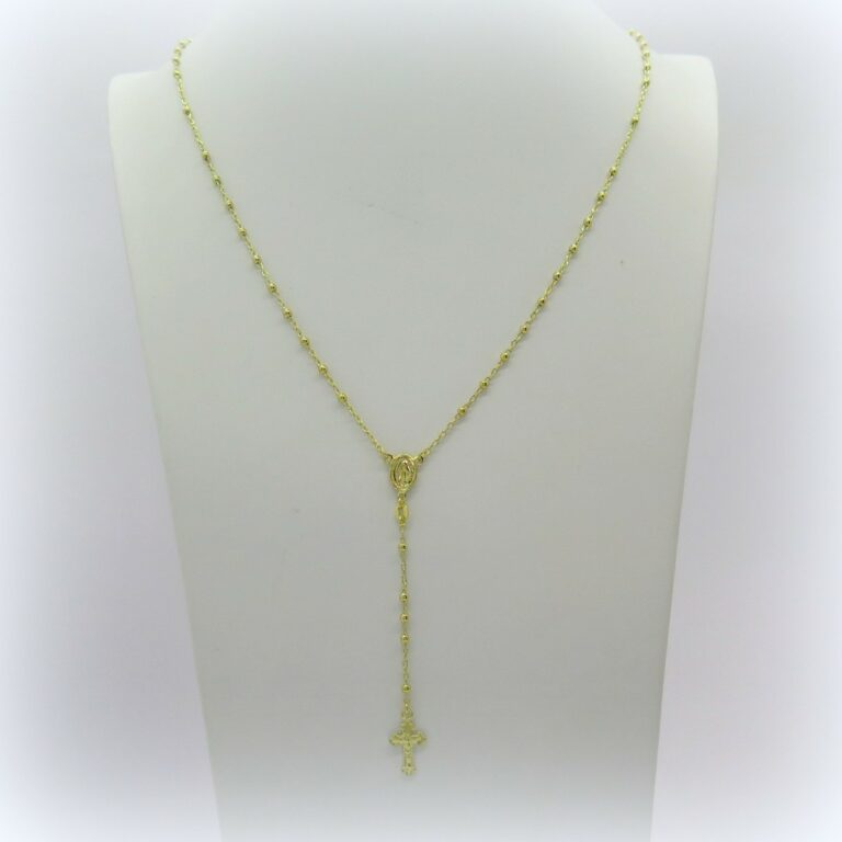 Collana rosario in argento 925 placcato oro giallo