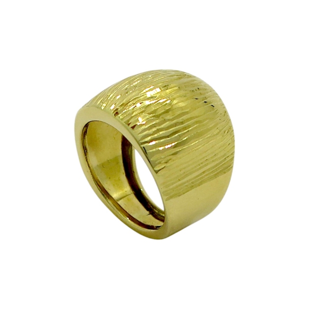 Anello fascione in oro giallo 18 ct diamantato