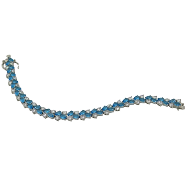 Bracciale tennis pietre azzurre e bianche in argento 925